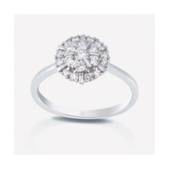 18K/750高貴繁花白色黃金鑽石戒指