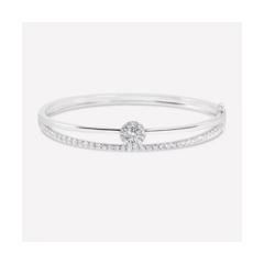 18K/750時尚雙排密鑲白色黃金鑽石手鐲
