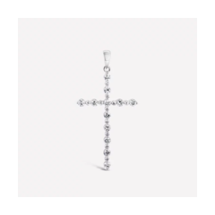 18K/750典雅十字白色黃金鑽石鍊墜