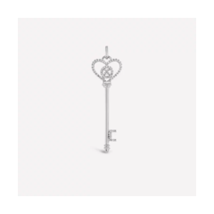 18K/750高貴鑰匙白色黃金鑽石鍊墜