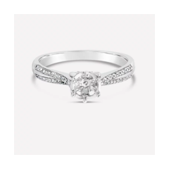 18K/750高貴爪鑲白色黃金鑽石戒指托