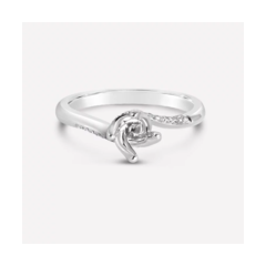 18K/750簡約密鑲白色黃金鑽石戒指托