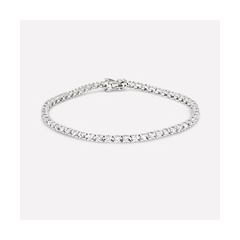 18K/750璀璨光環花形白色黃金鑽石手鏈