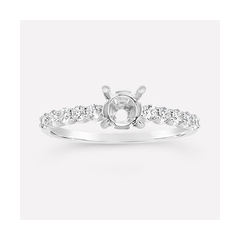 18K/750時尚爪鑲白色黃金鑽石戒指托