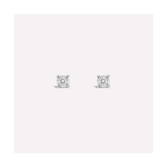 18K/750經典白色黃金圓形鑽石耳環
