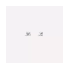 18K/750經典精巧白色黃金鑽石耳環
