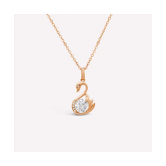 18K/750高貴天鵝紅色黃金包鑲鑽石項鍊