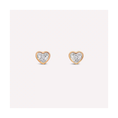 18K/750紅色黃金心形鑽石耳環
