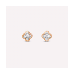 18K/750紅色黃金梅花鑽石耳環
