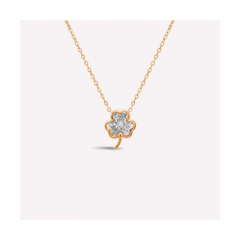 18K/750紅色黃金幸運三葉草鑽石項鍊
