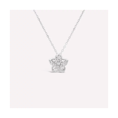 18K/750桃花白色黃金包鑲鑽石項鍊
