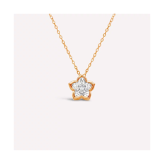 18K/750桃花紅色黃金包鑲鑽石項鍊