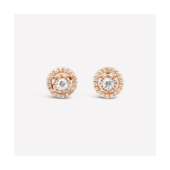 18K/750時尚可拆式花形紅色黃金鑽石耳環