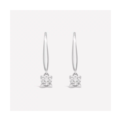 18K/750白色黃金花形垂吊式耳環