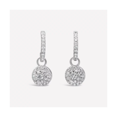 18K/750閃耀光環花形白色黃金鑽石耳扣式耳環