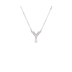 18K/750時尚白色黃金鑽石項鍊