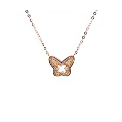 18K/750飛躍玫瑰金鑽石項鍊