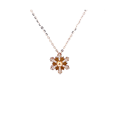 18K/750旋轉雪花玫瑰金鑽石項鍊