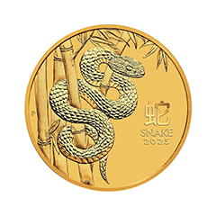 澳洲2025農曆生肖系列 III – 蛇年99.99% 普制金幣1/4盎司 (0.2077兩)