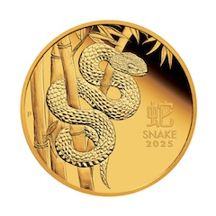 澳洲2025農曆生肖系列 III – 蛇年99.99% 精鑄金幣1盎司