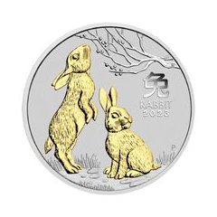 Australia 2023 Lunar Series III - Year Of The Rabbit 99.99% Gilded Silver Coin 1oz